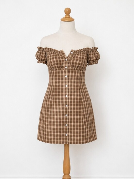 Dresses & Skirts - Plaid Button Mini Dress Size Small